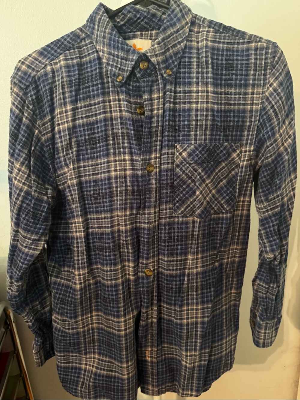 Field & Stream Navy Plaid Button-Up Shirt